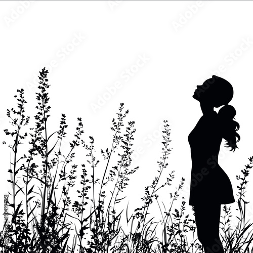 black silhouette heather on a white backgrounk vector