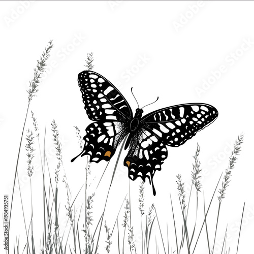 black silhouette Oregon silverspot butterfly on a white backgrounk vector
