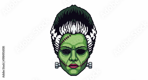 Bride of Frankenstein Head Illustration.