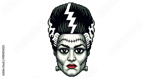 Bride of Frankenstein Head Illustration.