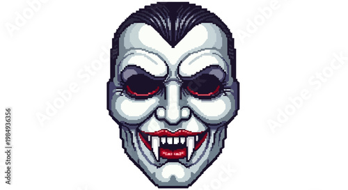 Creepy Vampire Mask with Fangs and Dark Eyes.