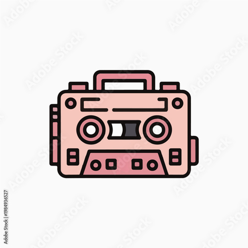 Retro Cassette Player Boombox Vector Illustration – Vintage Audio Device