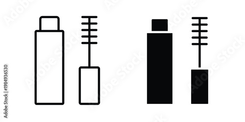 Mascara brush icon and symbol. Vector icons set