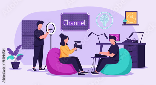 Content Creators Filming Video for Online Channel.