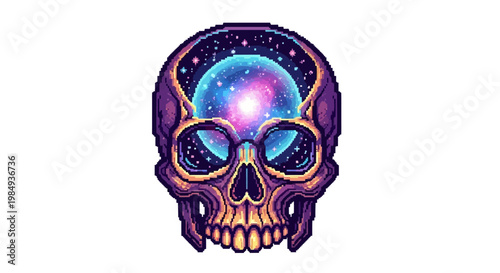 Cosmic Skull Galaxy Brain Art Illustration.