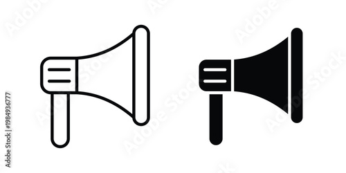 Megaphone icon and symbol. Vector icons set