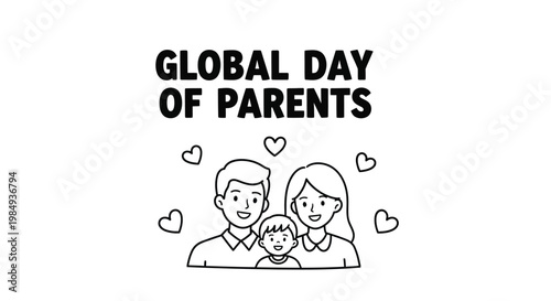 Wallpaper Mural Parents with a child are depicted in a simple line art illustration to commemorate the Global Day of Parents celebrated around the world. Torontodigital.ca