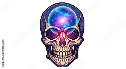 Cosmic Skull With Galaxy Brain Illustration.