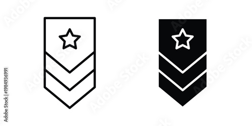 Military rank badge icon and symbol. Vector icons set