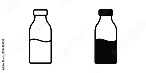 Milk bottle icon and symbol. Vector icons set