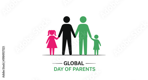 Wallpaper Mural Stylized stick figures represent a diverse family holding hands on Global Day of Parents. Torontodigital.ca