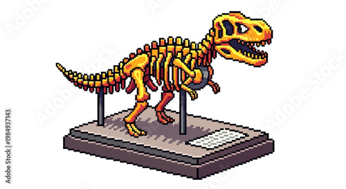 Dinosaur skeleton displayed on a museum stand.