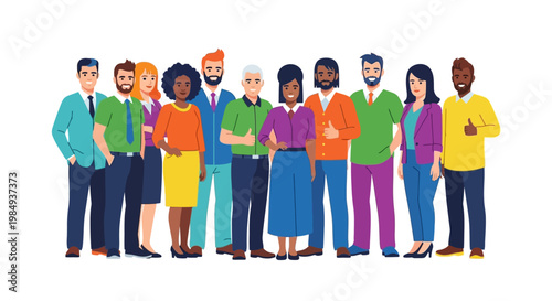 Diverse Group of Professionals Standing Together Confidently.