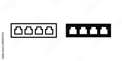 Network switch icon and symbol. Vector icons set