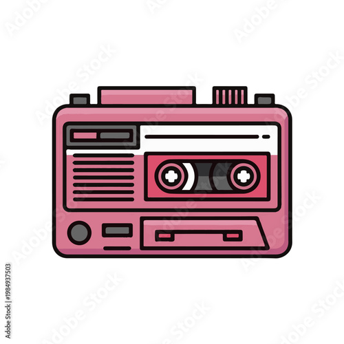 Retro Cassette Player Boombox Vector Illustration – Vintage Audio Device