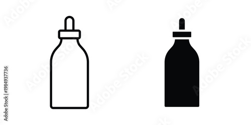 Oil dropper bottle icon and symbol. Vector icons set
