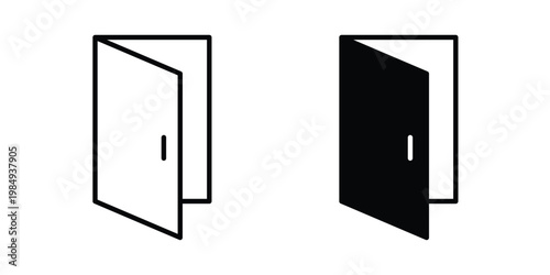 Open door icon and symbol. Vector icons set
