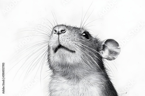 Charming rat pencil drawing with lifelike features and texture picture