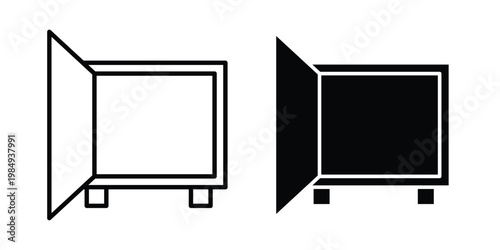Open safe icon and symbol. Vector icons set