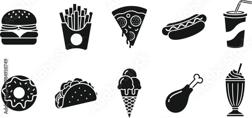 A collection of fast food icons