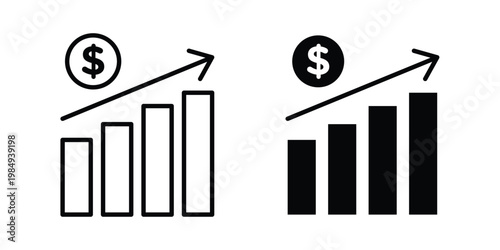 Profit growth icon and symbol. Vector icons set