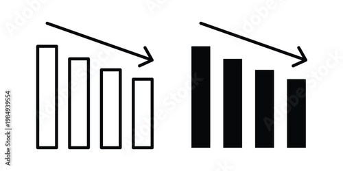 Reduction chart icon and symbol. Vector icons set