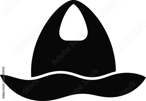 Black Silhouette Of A Wide- Brimmed Hat On A Wavy Surface sun hat wide brim hat