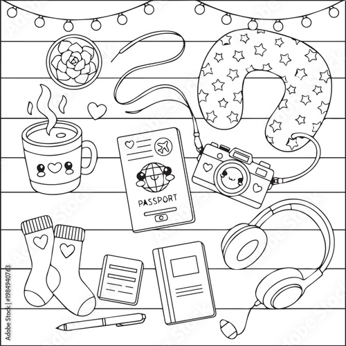 Cozy Travel Cute & Comfy Coloring pages