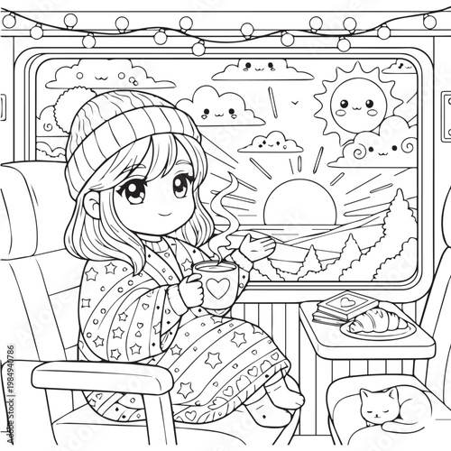 Cozy Travel Cute & Comfy Coloring pages