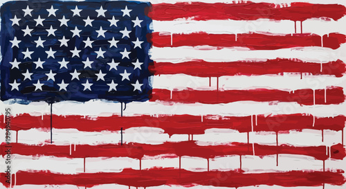 A vibrant slightly distressed depiction of the american flag showcasing red white and blue hues