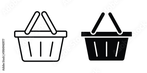 Shopping basket icon and symbol. Vector icons set