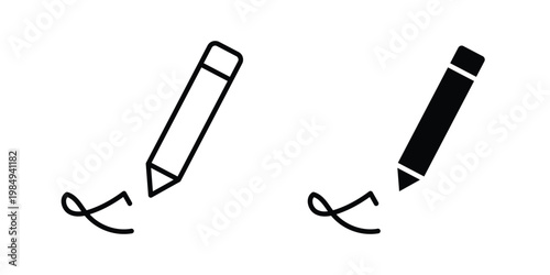 Signature icon and symbol. Vector icons set