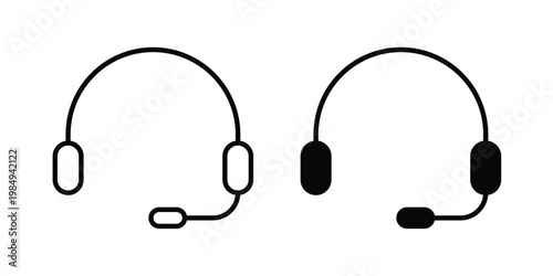 Support headset icon and symbol. Vector icons set