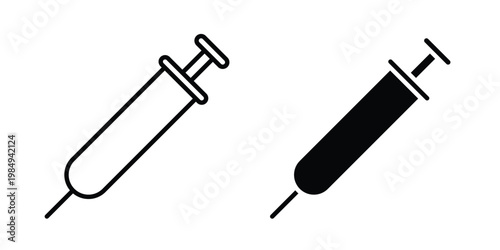 Syringe icon and symbol. Vector icons set
