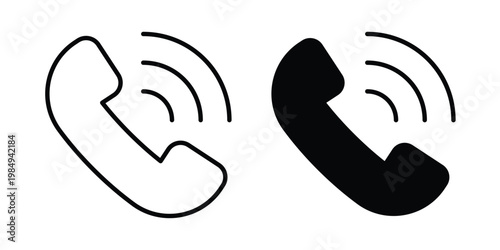 Telephone icon and symbol. Vector icons set