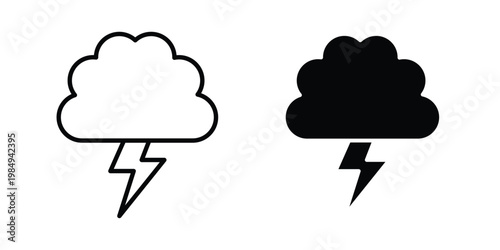 Thunderstorm icon and symbol. Vector icons set