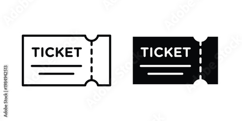 Ticket icon and symbol. Vector icons set