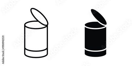 Tin can icon and symbol. Vector icons set