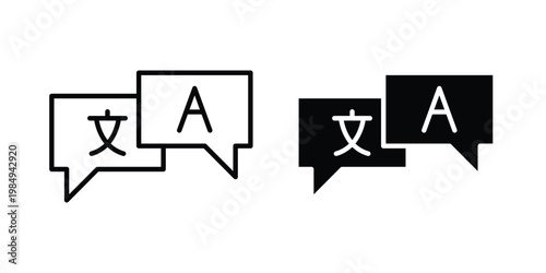 Translation icon and symbol. Vector icons set