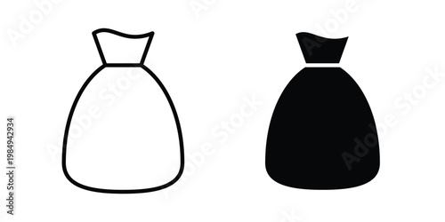 Trash bag icon and symbol. Vector icons set