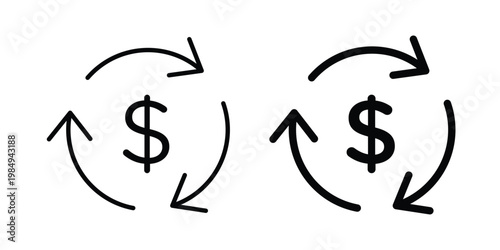 Turnover icon and symbol. Vector icons set