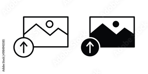 Upload photo icon and symbol. Vector icons set