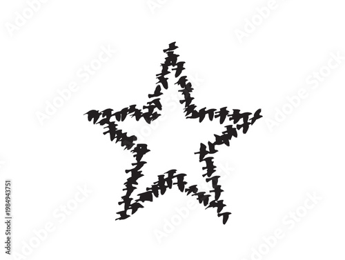 A pixelated star composed of small black dots on a white background Vector