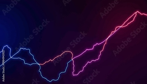 Dynamic Neon Light Waves in Electric Blue and Magenta on Dark Background Creating a Vivid Energy Flow