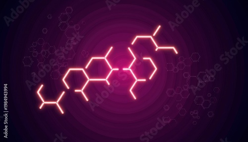 Abstract Representation of Glowing Molecular Structure Against a Dark Backdrop Highlighting Connections and Chemical Composition