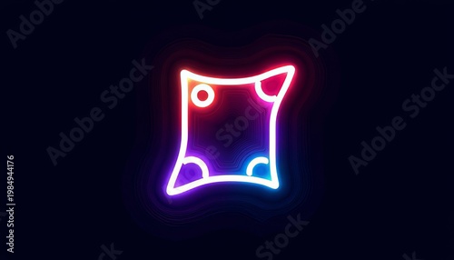 Vibrant Neon Abstract Shape Glowing with Dynamic Colors in a Dark Digital Art Background