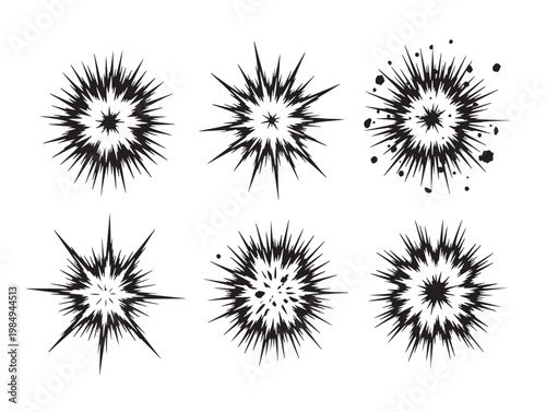 Geometric starburst patterns arranged in a symmetrical grid formation Vector