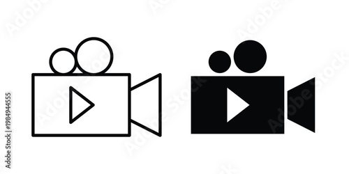 Video camera icon and symbol. Vector icons set