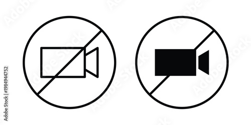 Video off icon and symbol. Vector icons set