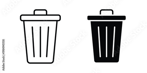 Waste Bin icon and symbol. Vector icons set